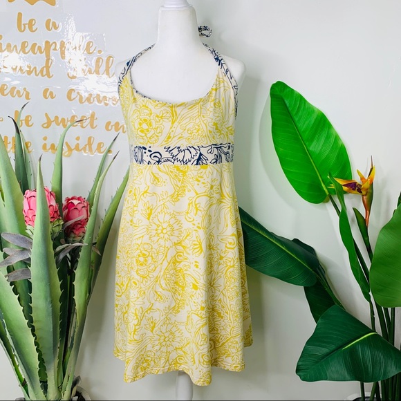 Patagonia Dresses & Skirts - Patagonia ILiana Yellow Blue Floral Halter Dress